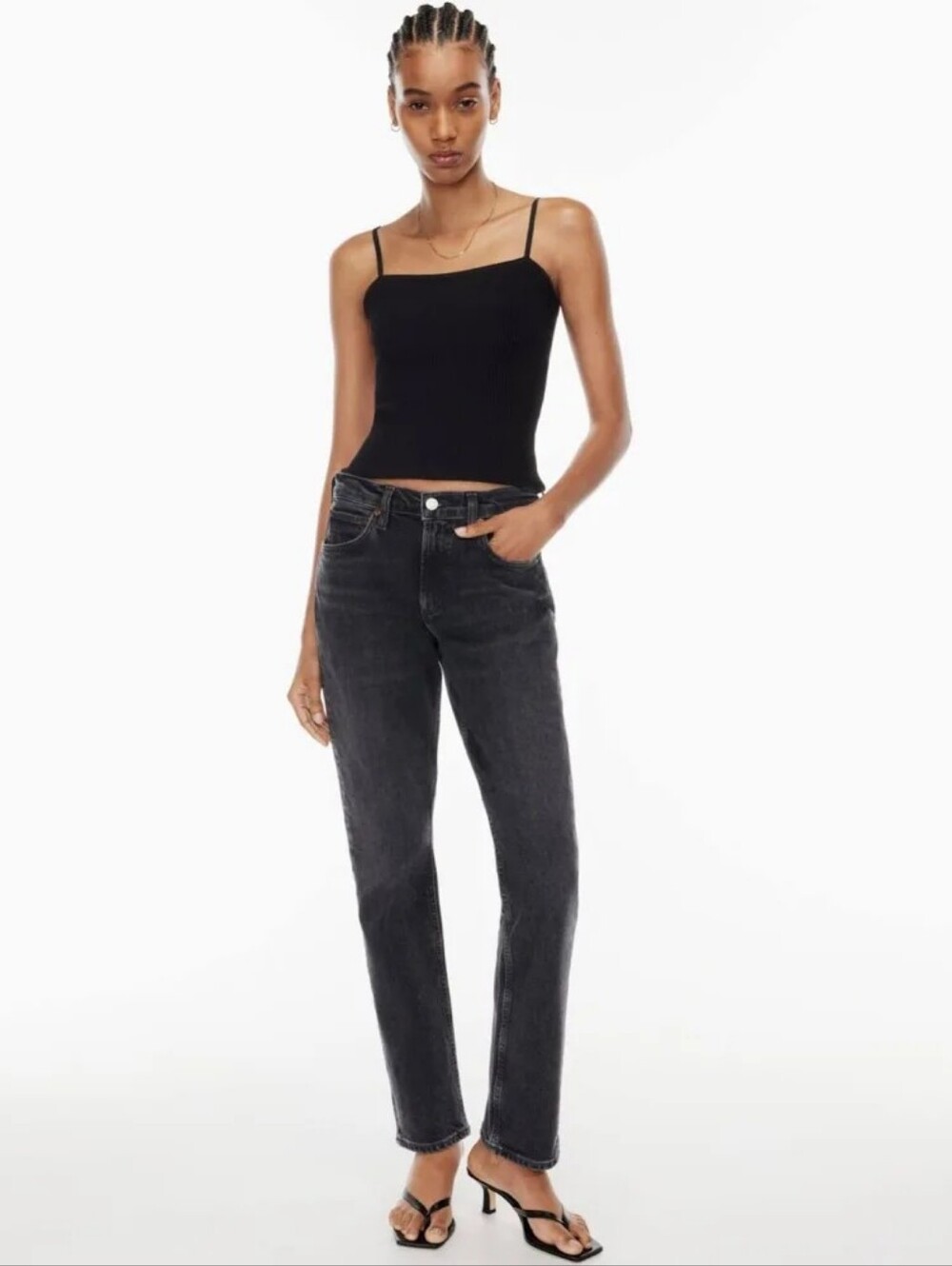 AGOLDE Lyle Low-Rise Slim Straight Jeans 29W 30L In Washed Black